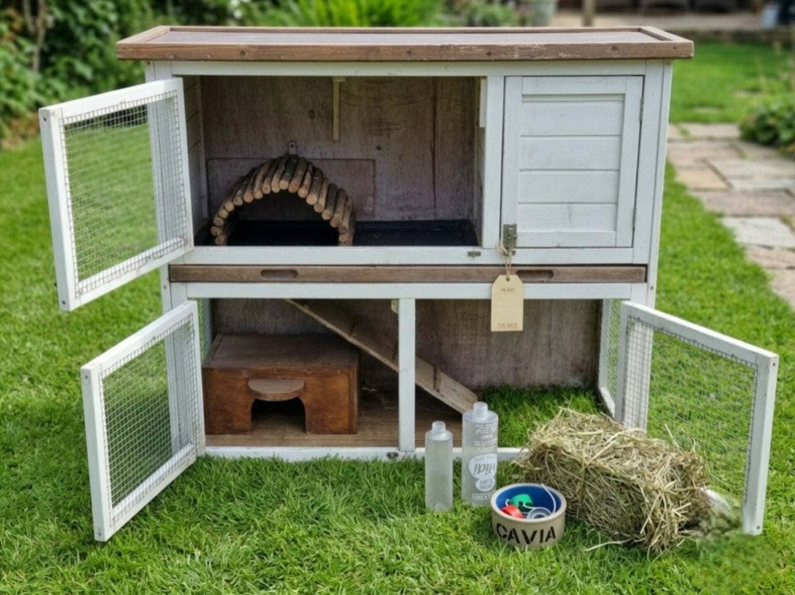 Mooi en compleet houten cavia/konijnenhok, Ophalen, 110 cm of meer, Zo goed als nieuw, 90 cm of meer