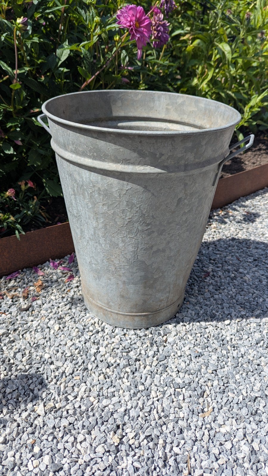 Grote Zinken Bloempot / Plantenbak voor Tuin of Balkon, Ophalen, Gebruikt, Minder dan 60 cm, Rond