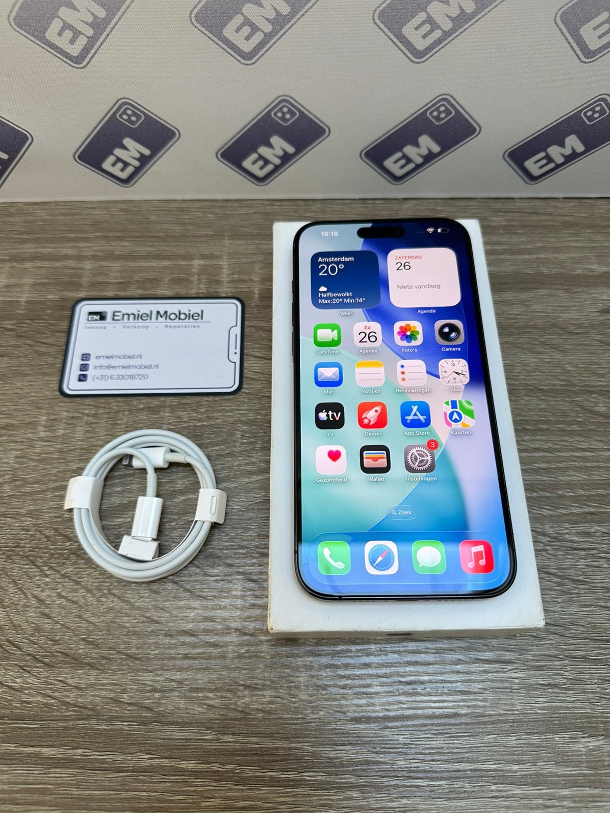 iPhone 15 Pro Max - 256GB / batterij 100% / garantie, 256 GB, Zwart, IPhone 15 Pro Max, Ophalen of Verzenden