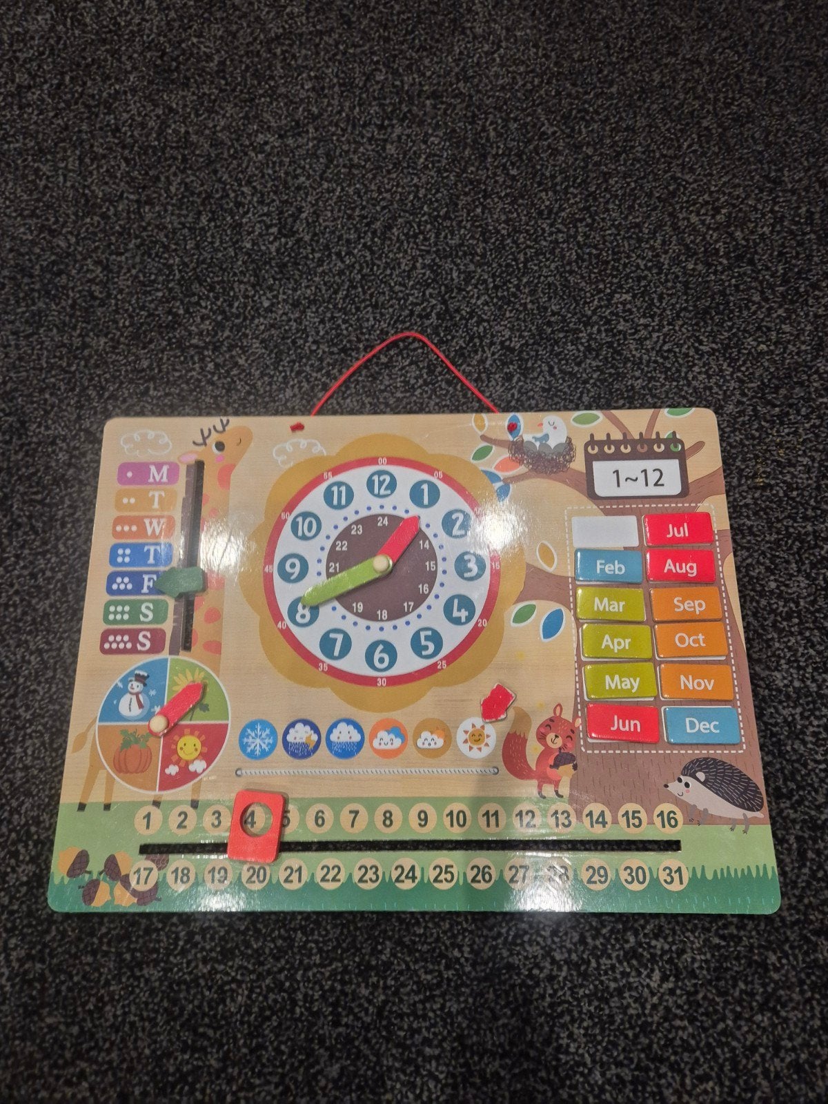 Houten Educatieve Kalender Klok voor Kinderen, Kinderen en Baby's, Ophalen, Zo goed als nieuw, Rekenen