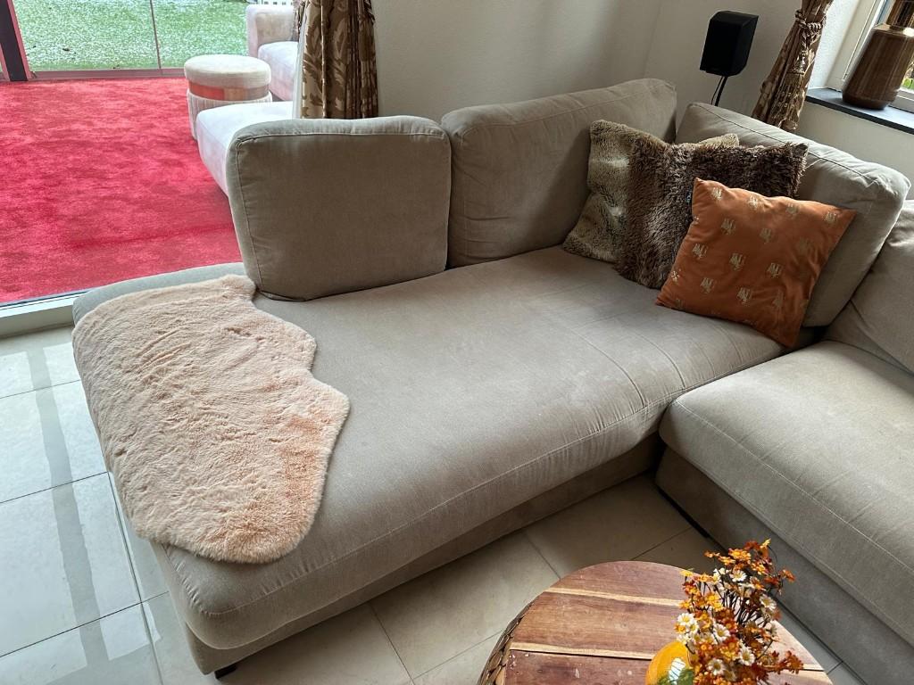 Loungebank - Beige XXL - Zo goed als nieuw! Beschrijving, Huis en Inrichting, Banken | Bankstellen, Zo goed als nieuw, Hoekbank