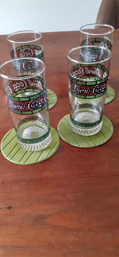 Coka Cola vintage glazen 4 stuks., Verzamelen, Glas en Borrelglaasjes, Ophalen, Zo goed als nieuw, Frisdrankglas