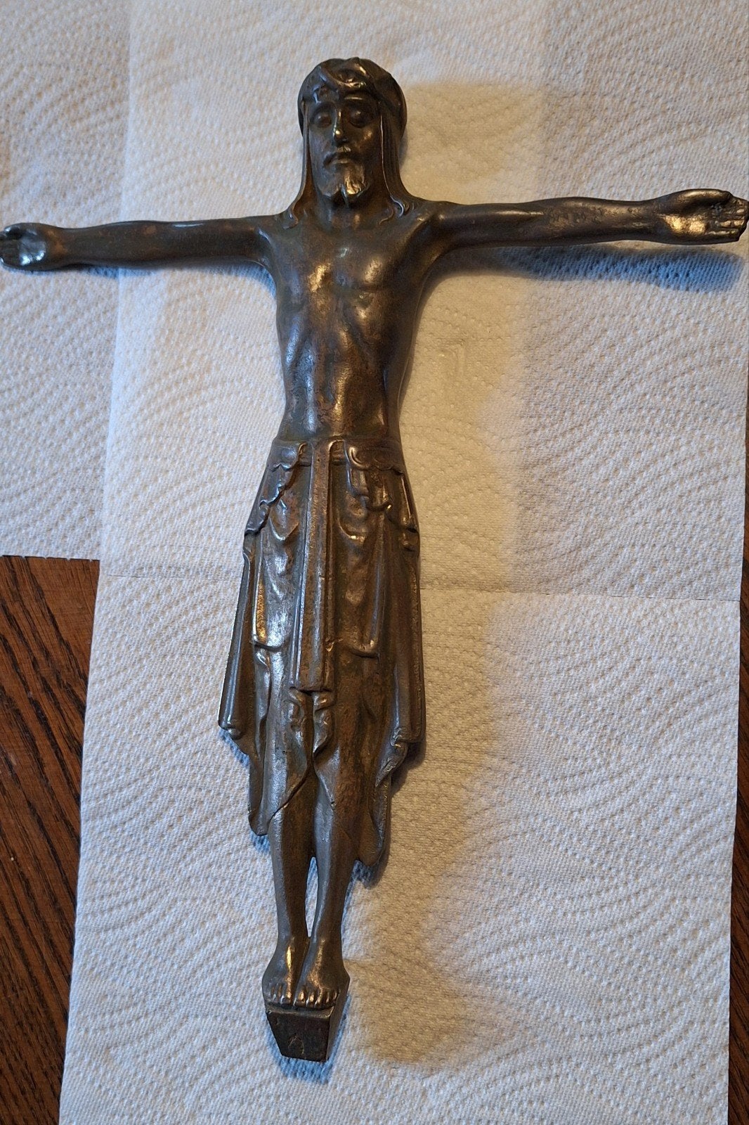 artdeco Christus in bronz gegoten, Ophalen of Verzenden