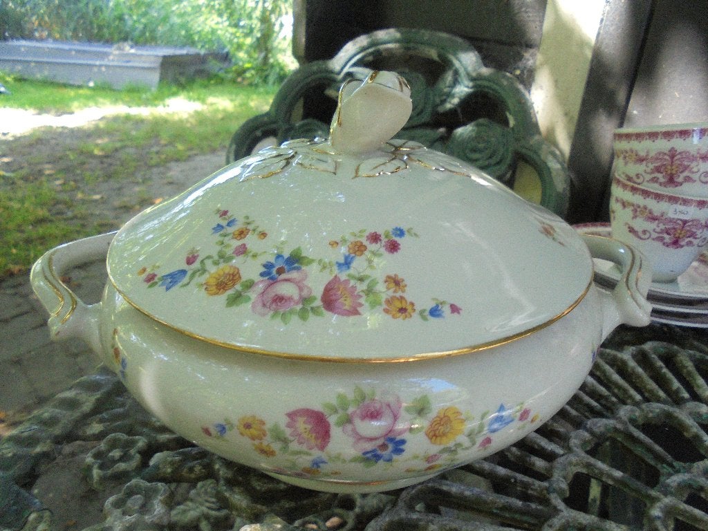 Dekschaal + ovale Vleesschaal Rieber Bavaria bloemen roosjes, Antiek en Kunst, Ophalen of Verzenden