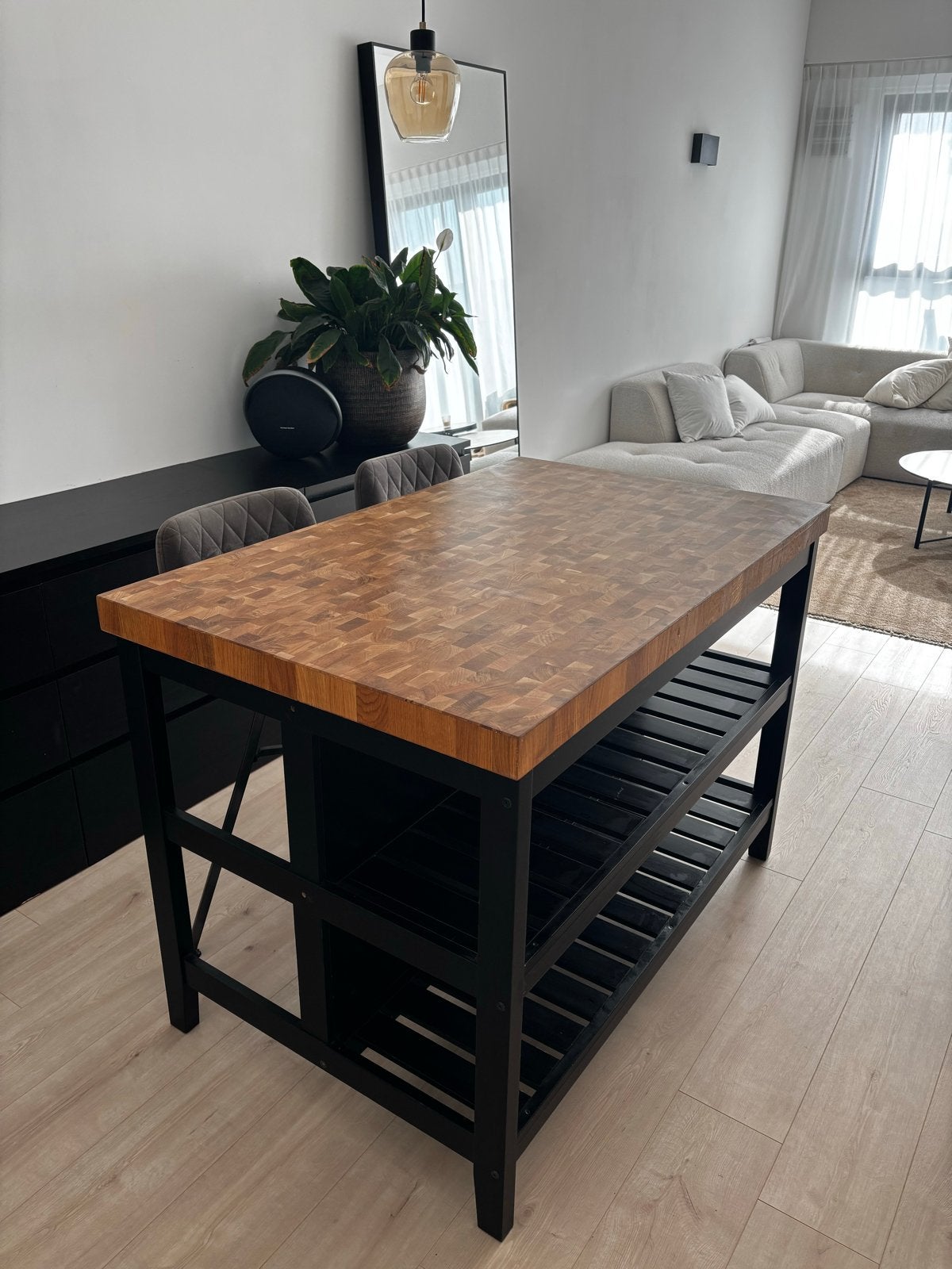 IKEA VADHOLMA Keukeneiland met stelling, Ophalen, 100 tot 150 cm, 75 cm of meer, Zo goed als nieuw