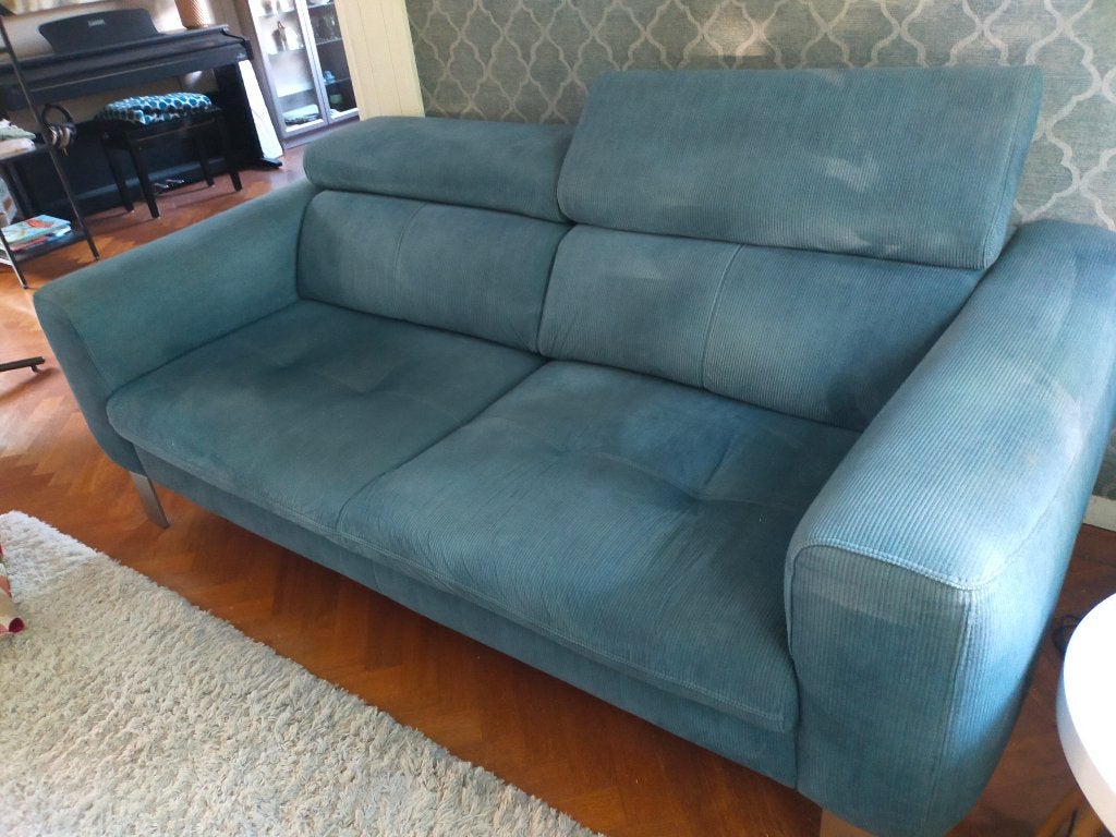2,5 zitbank Talisman Xooon petrol blauw, Ophalen, Driepersoons, 75 tot 100 cm, Zo goed als nieuw