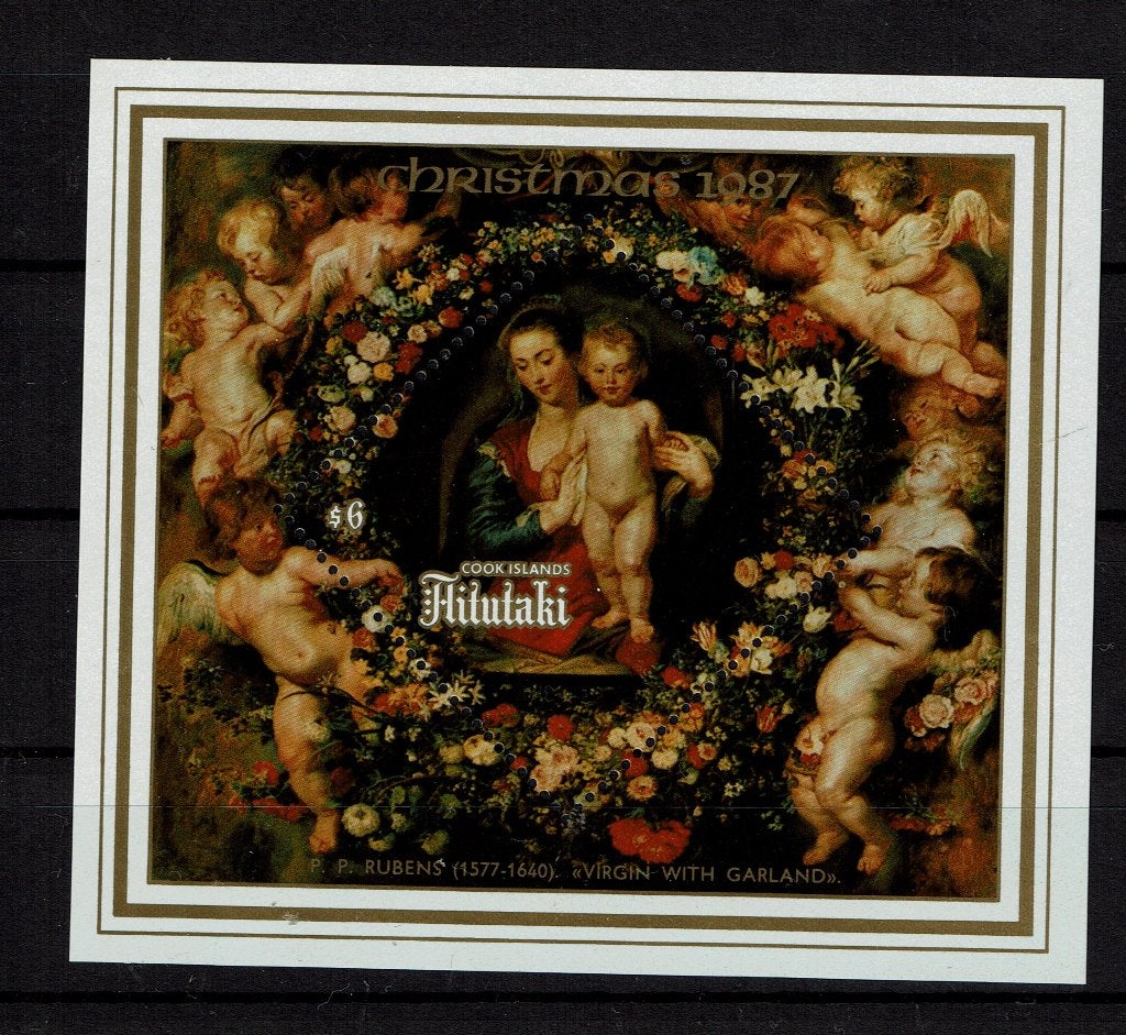 AITUTAKI 87 PF BLOK KERSTMIS KUNST RELIGIE CHRISTMAS RUBENS, Ophalen of Verzenden, Postfris, Overige thema's