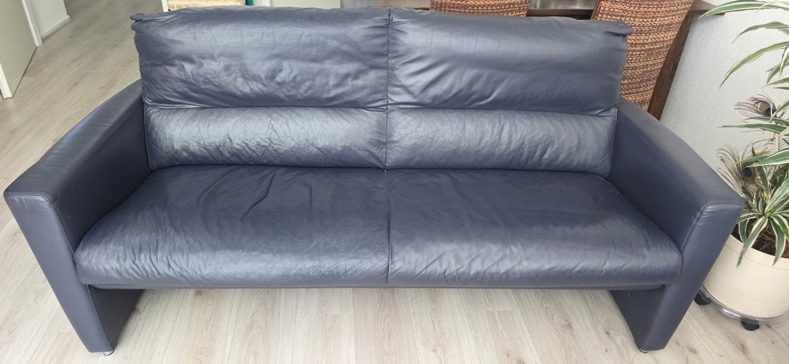 Comfortabele leren bank - 190x80x90cm, Ophalen, Gebruikt, 150 tot 200 cm, Tweepersoons