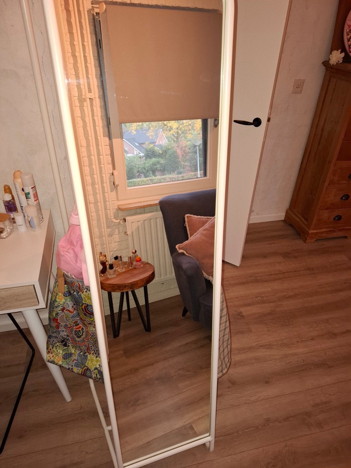 ikea witte  passpiegel met kledingrek aan de achterkant, Huis en Inrichting, Ophalen, Minder dan 50 cm, Gebruikt, 150 tot 200 cm