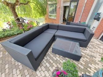 Loungeset zwart (Arbrini) – als nieuw, Tuin en Terras, Tuinsets en Loungesets, Ophalen, 5 zitplaatsen, Zo goed als nieuw, Loungeset