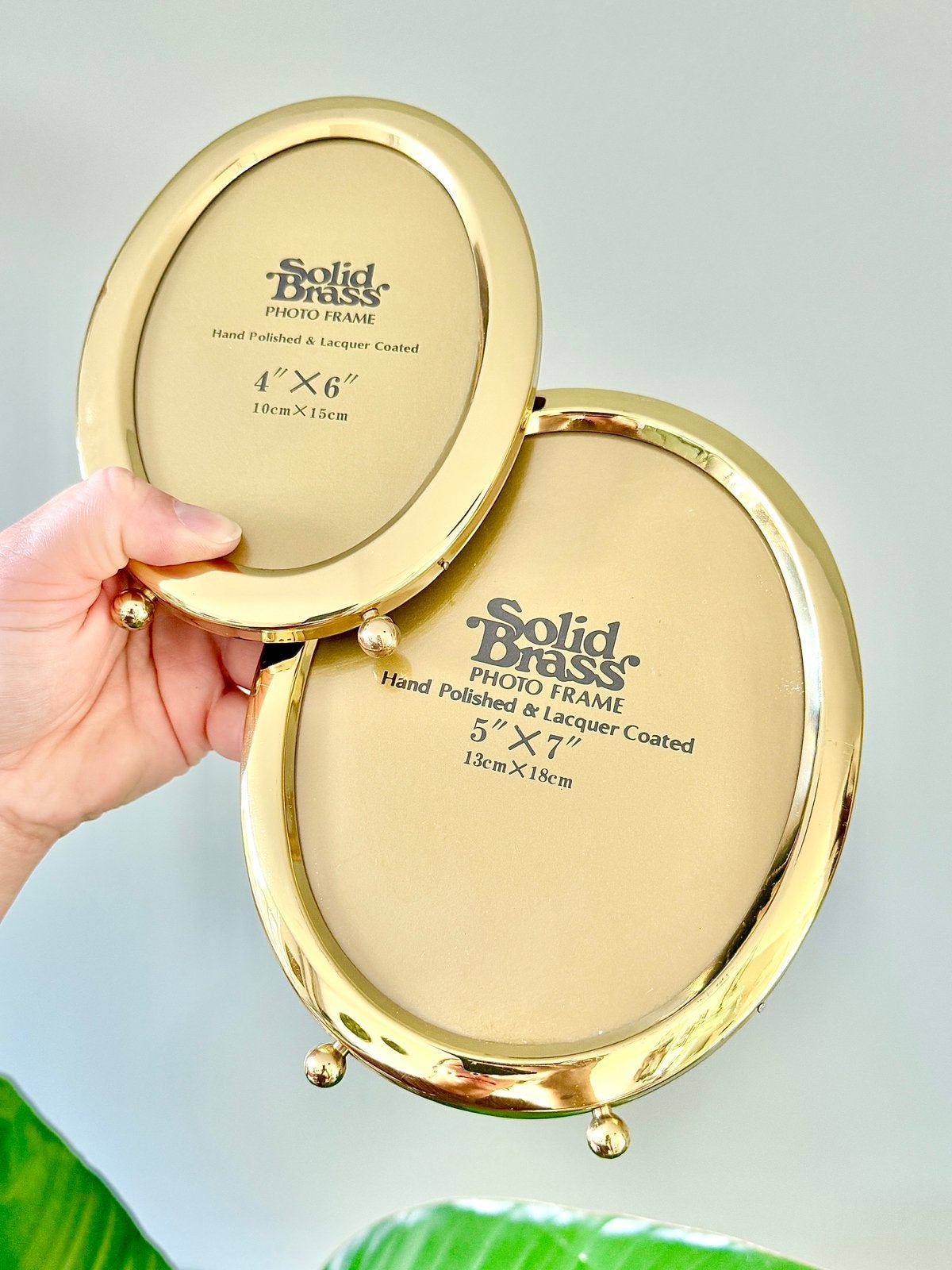 Set vintage messing Solid Brass fotolijstjes fotolijsten, Ophalen of Verzenden, Gebruikt, Goud