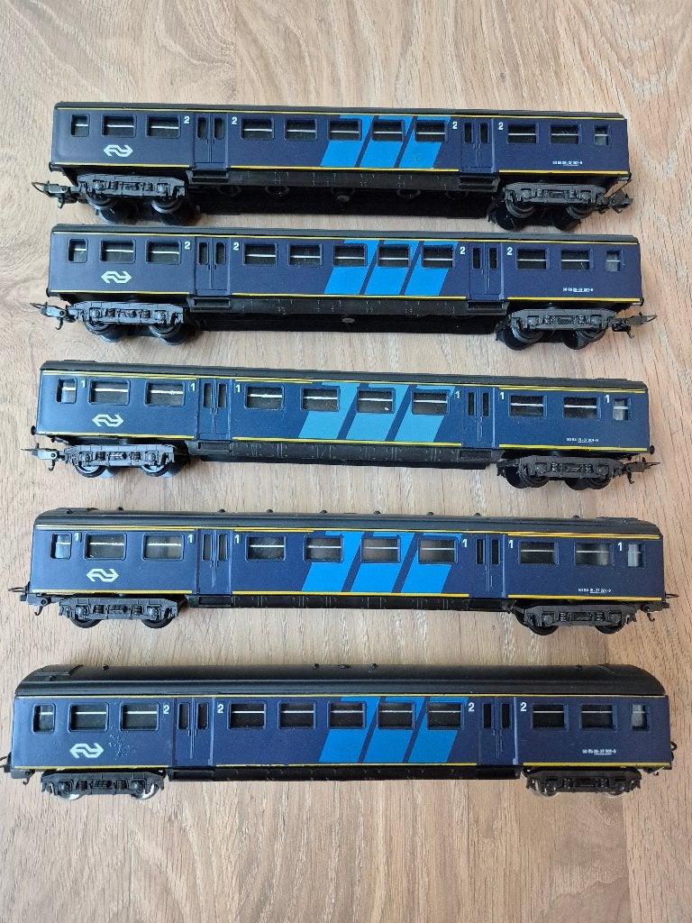 Set van 5 Lima H0 NS Plan E personenrijtuigen, Gebruikt, Gelijkstroom, Wagon, Ophalen of Verzenden