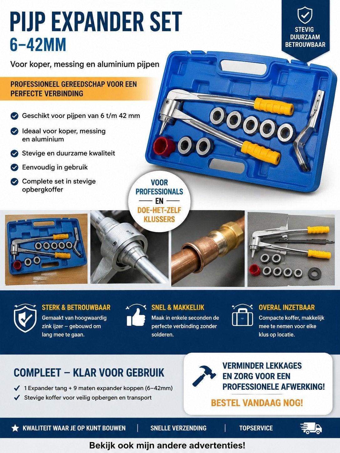 Pijp Expander Set 6-42 mm – Compleet in Koffer, Ophalen of Verzenden