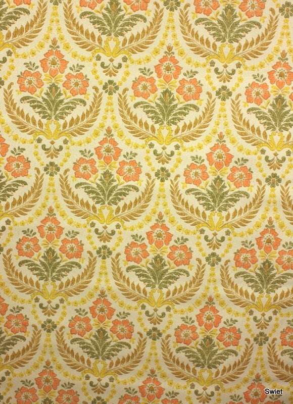 8859 barok bloemenbehang met 70s invloeden swiet, Huis en Inrichting, Stoffering | Behang, Ophalen of Verzenden, Oranje
