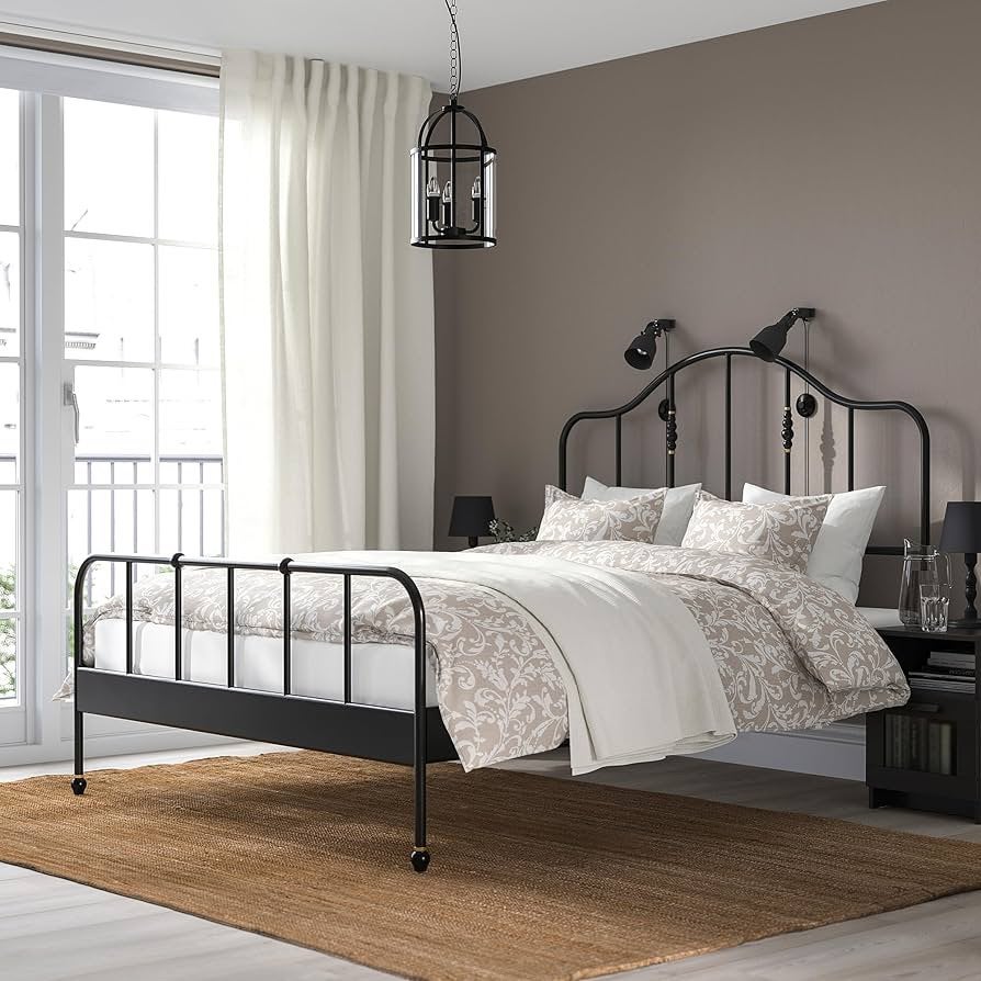 Sagstua ikea bed nieuw, Ophalen, Zwart, Metaal, 160 cm