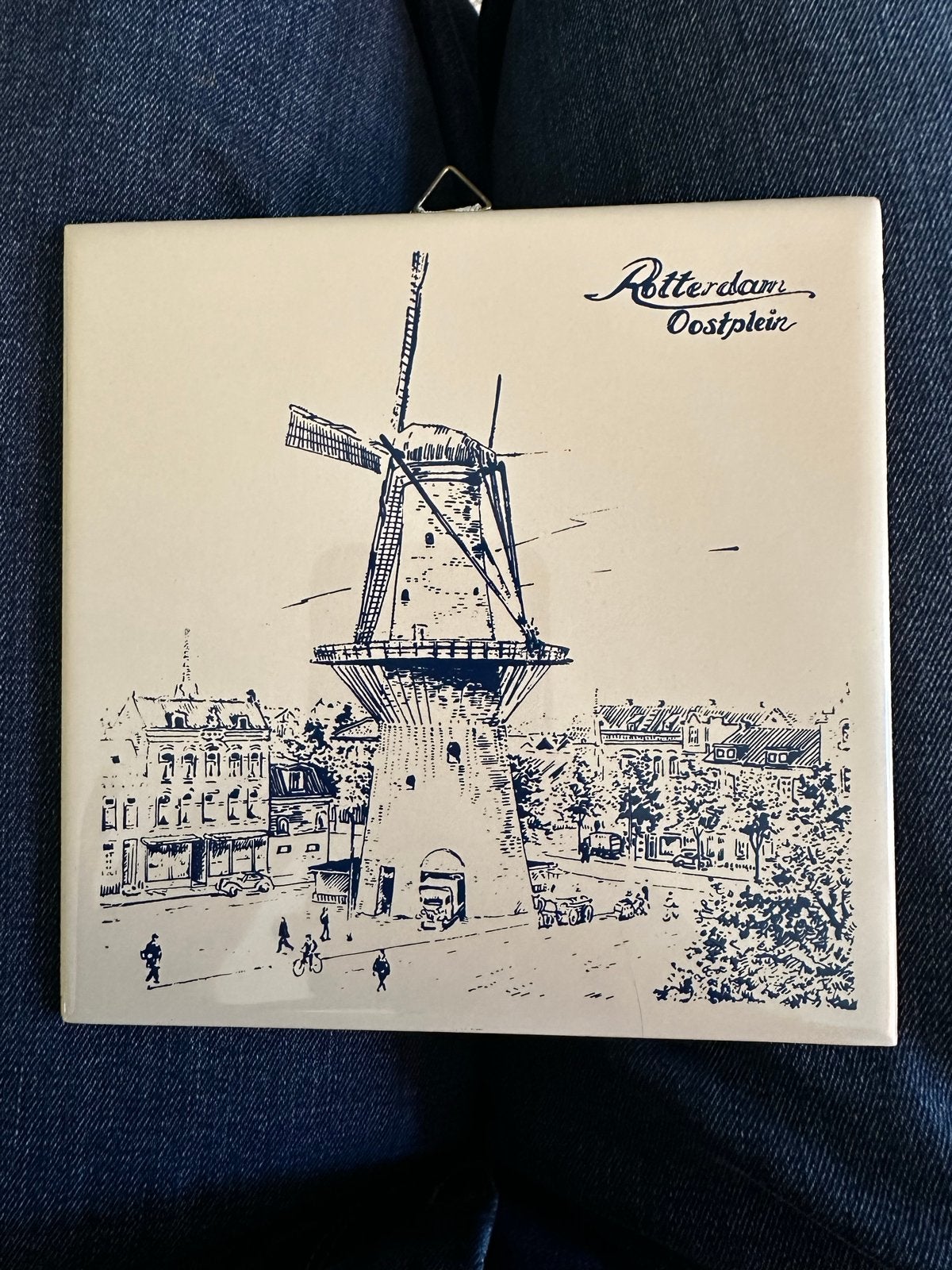 Vintage Rotterdam Oostplein Tegel - korenmolen de Noord, Ophalen of Verzenden, Gebruikt