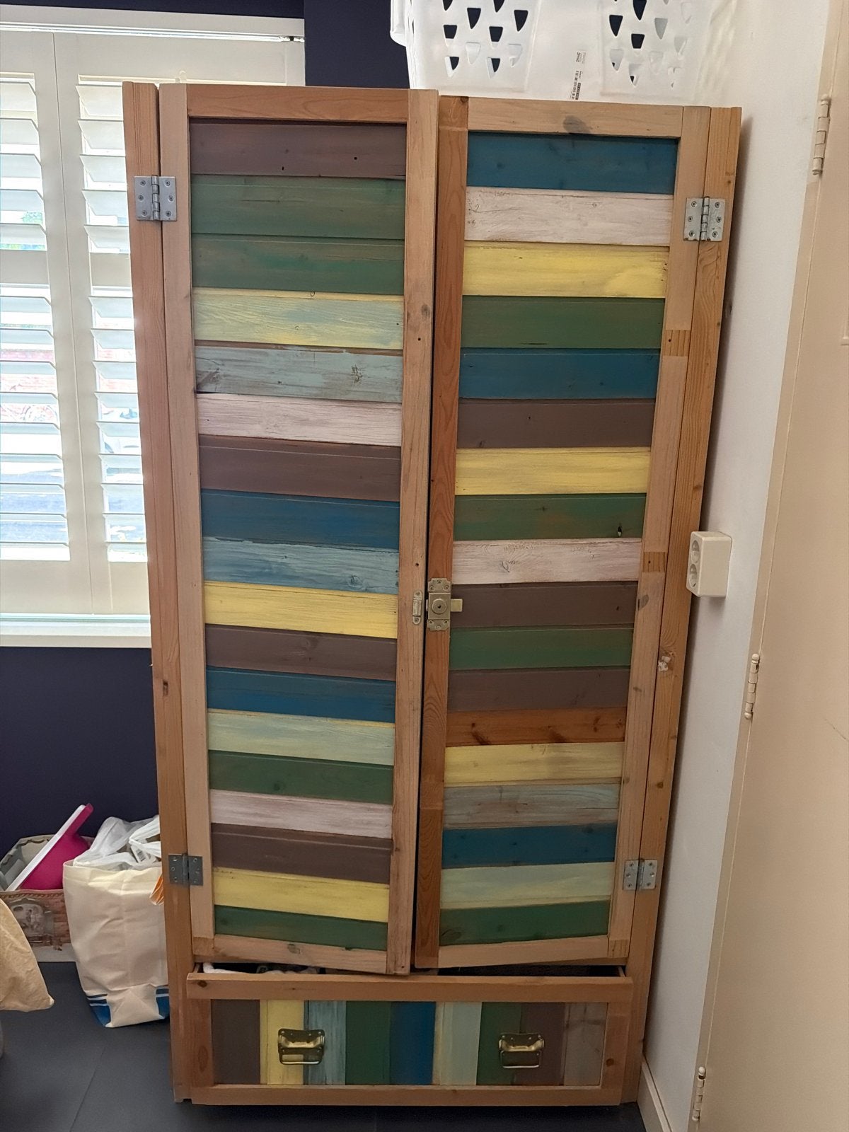 Designer tweepersoonsbed 160x210 met matras, Ophalen, Gebruikt, Bruin, 210 cm