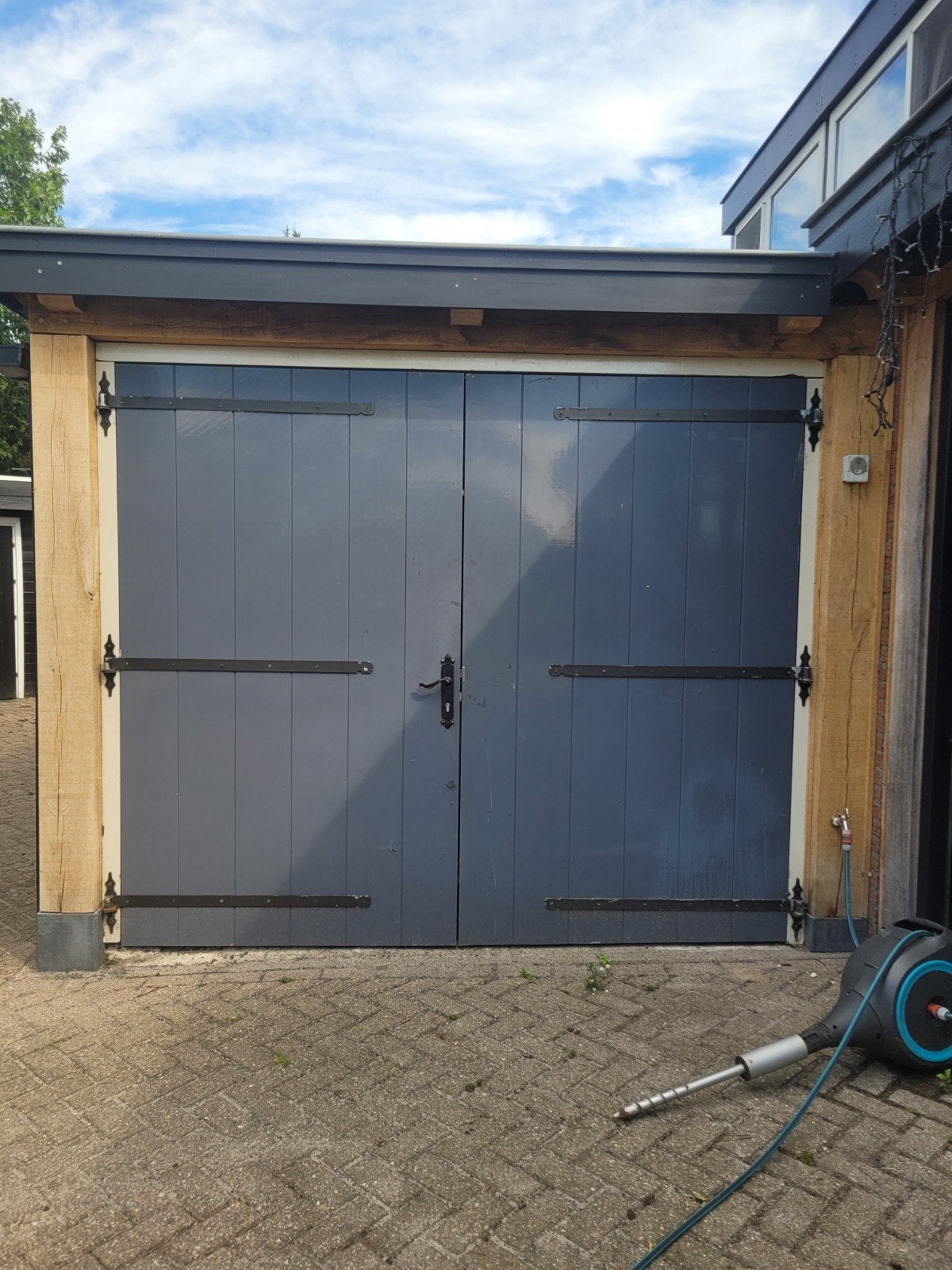 Prachtige hardhouten garagedeuren, Ophalen, Gebruikt, Garagedeur, Hout