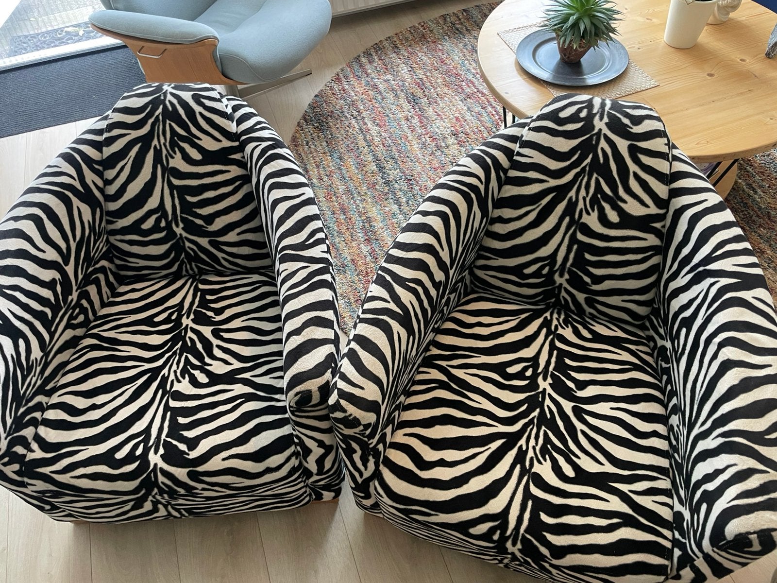 Set, van 2, hele bijzondere zebra fauteuils, design., Ophalen, Gebruikt, Twee, Design