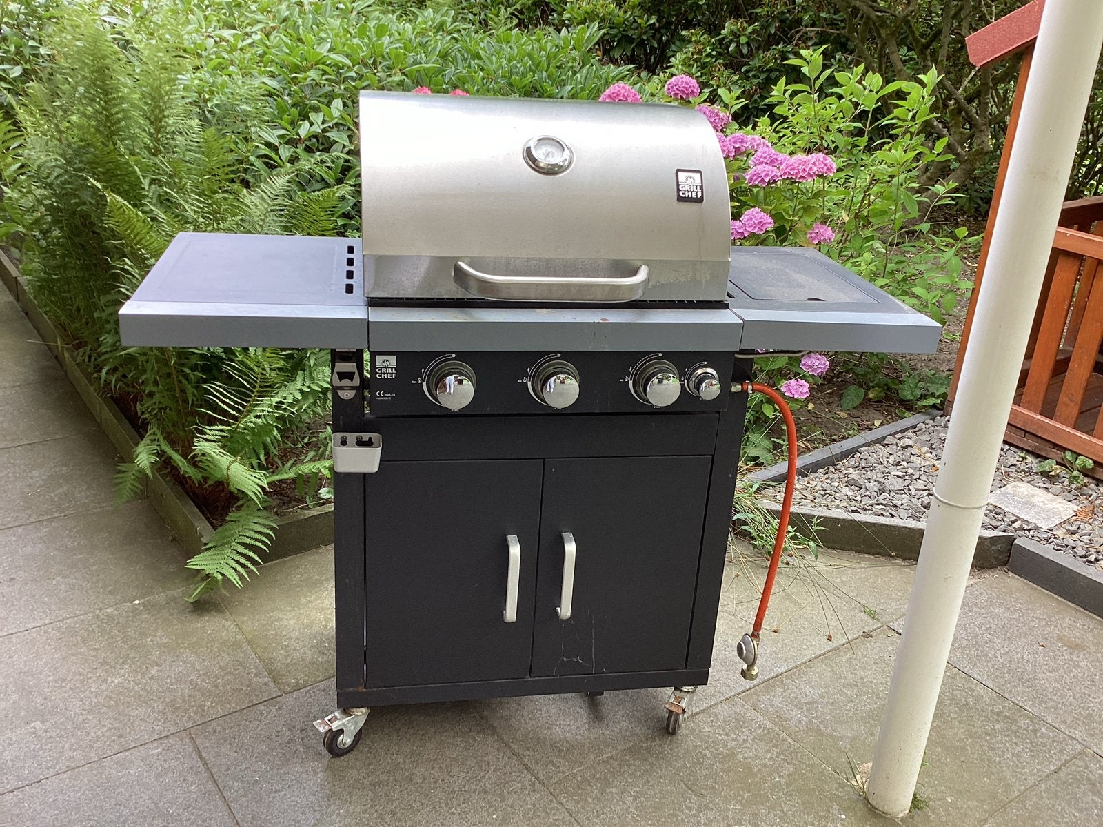 Grill Chef gasbarbecue met 3 branders plus extra brander, Ophalen, Gebruikt