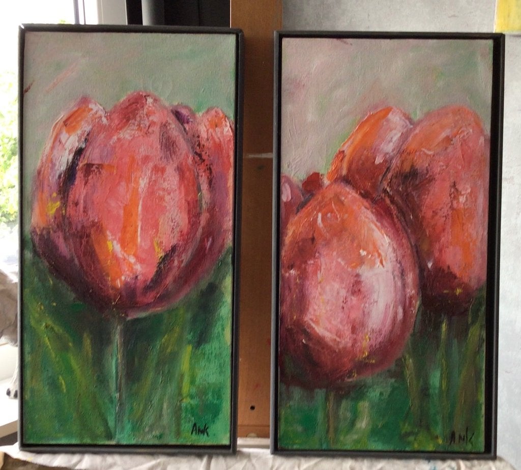 Impressie rode tulpen, Ophalen