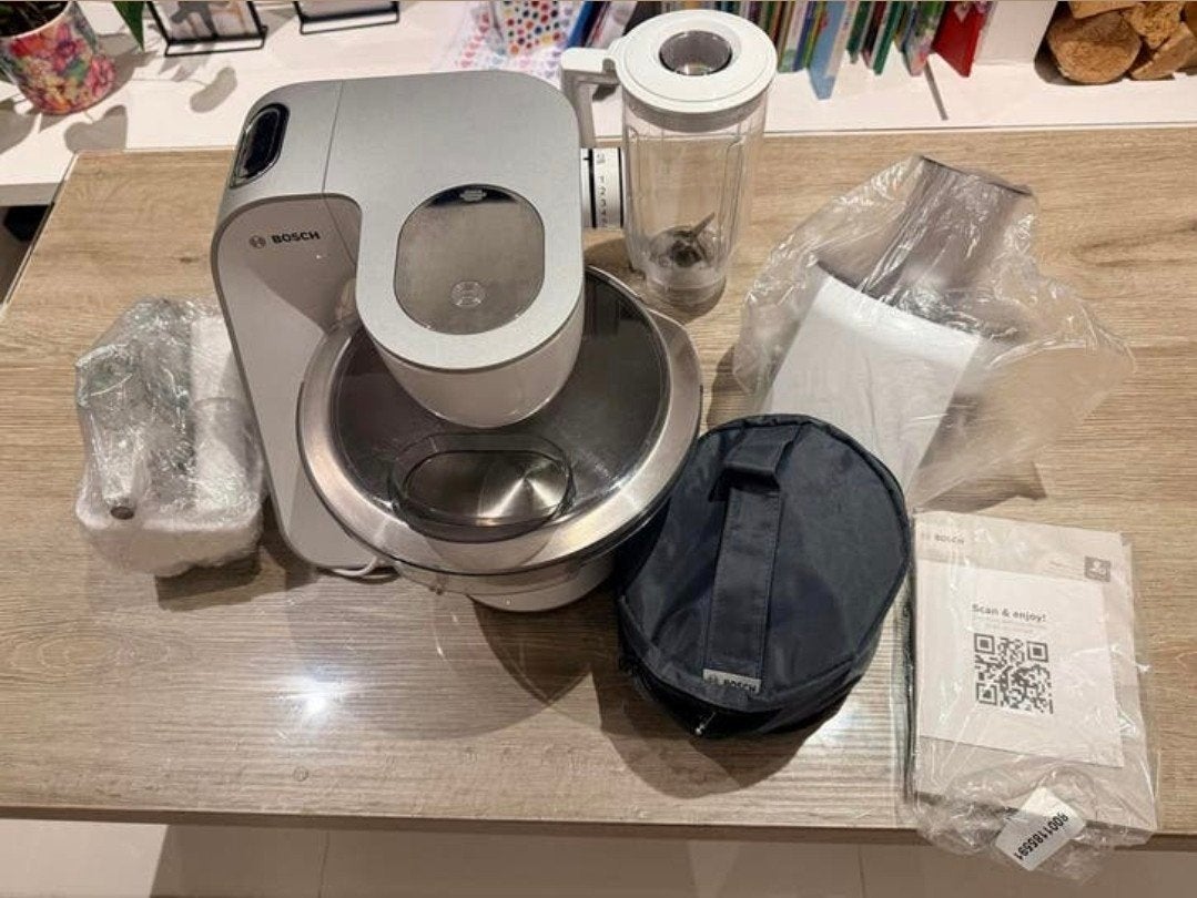 Bosch MUM5 Keukenmachine 900W Compleet – MUM54A00, Ophalen of Verzenden, Zo goed als nieuw, Vaatwasserbestendig, 3 snelheden of meer