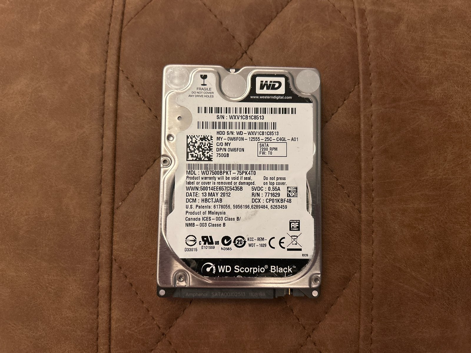 WD Scorpio Black 750GB HDD - 2.5 inch SATA 7200 RPM, Intern, Gebruikt, Verzenden, Laptop