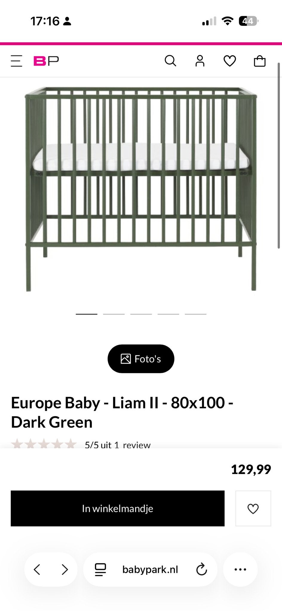 Europe Baby - Liam II box - 80x100 - Donkergroen, Ophalen, Zo goed als nieuw, 70 tot 85 cm