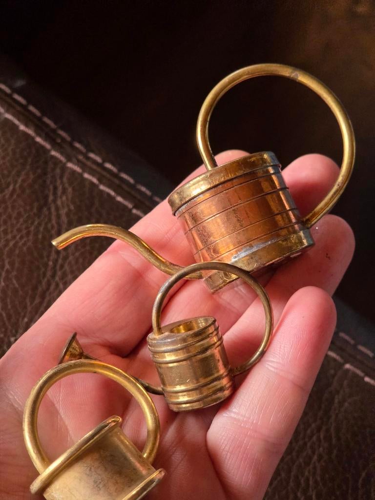 Set van 3 Miniatuur Gieters - Decoratief Messing, Tuin en Terras, Gieters, Gebruikt, Metaal, Ophalen of Verzenden