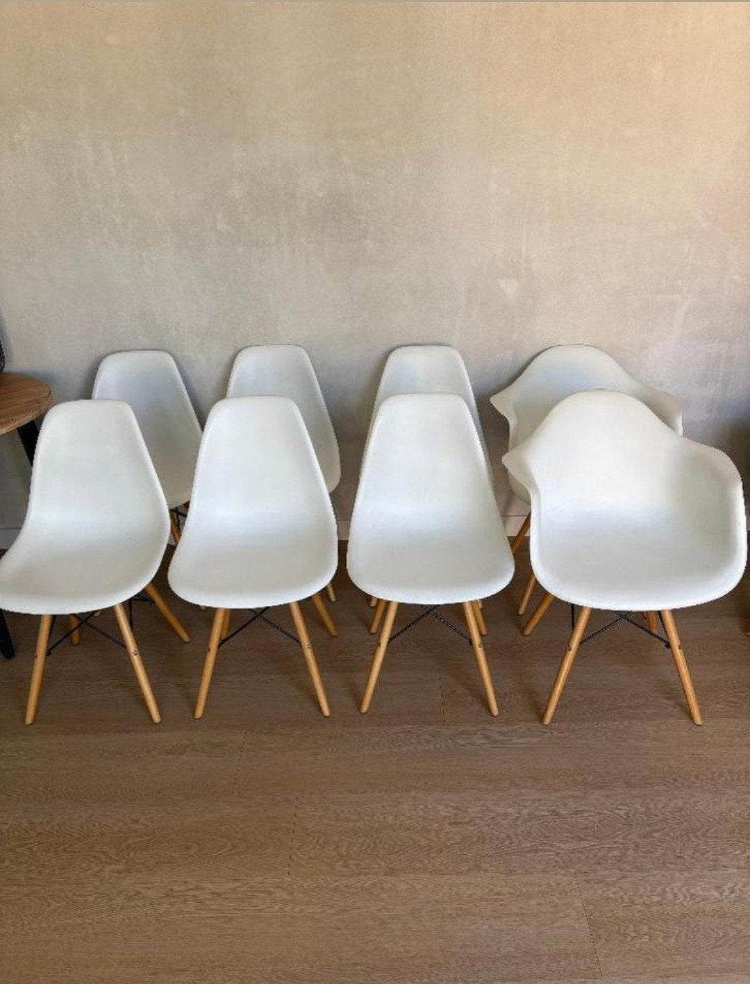 8 design stoelen Eames stijl, Huis en Inrichting, Stoelen, Gebruikt, Wit, Nb, Nb