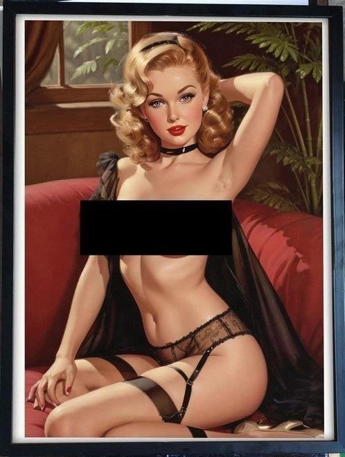 [Poster in Frame] Sexy Retro Pin up Naakt., Verzenden, Nieuw, A1 t/m A3, Film en Tv