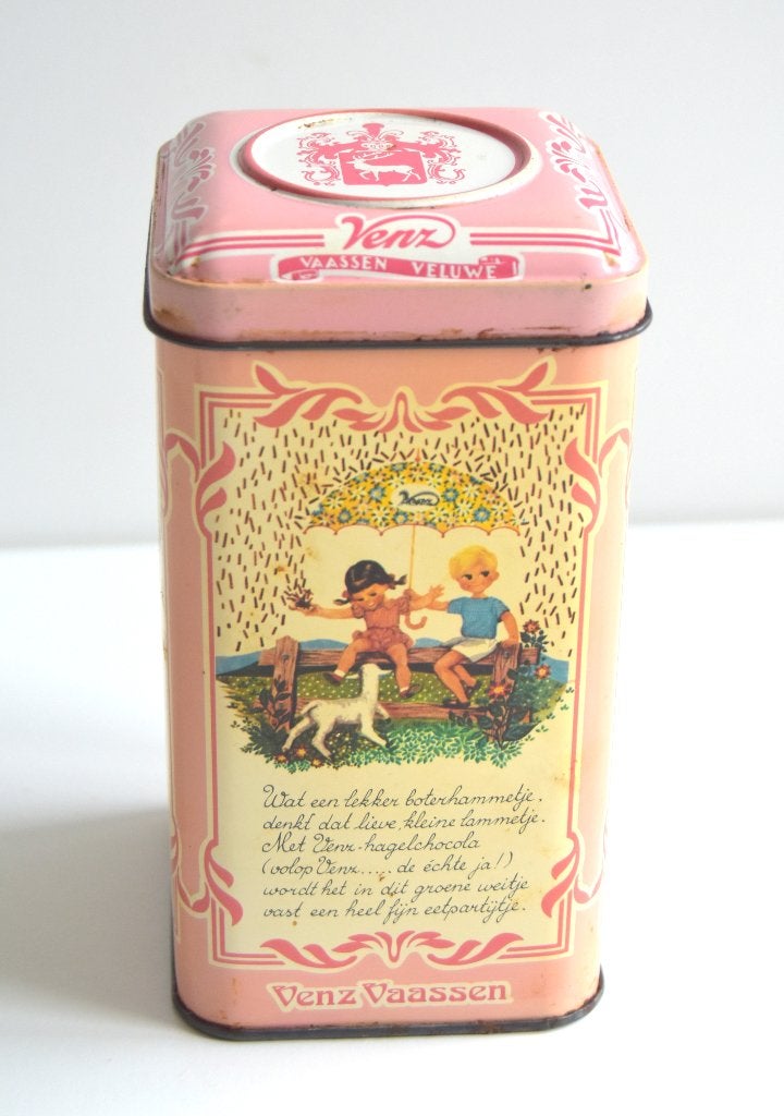 Vintage Venz hagelslag blik uit Vaassen in goede staat, Ophalen of Verzenden, Gebruikt, Overige