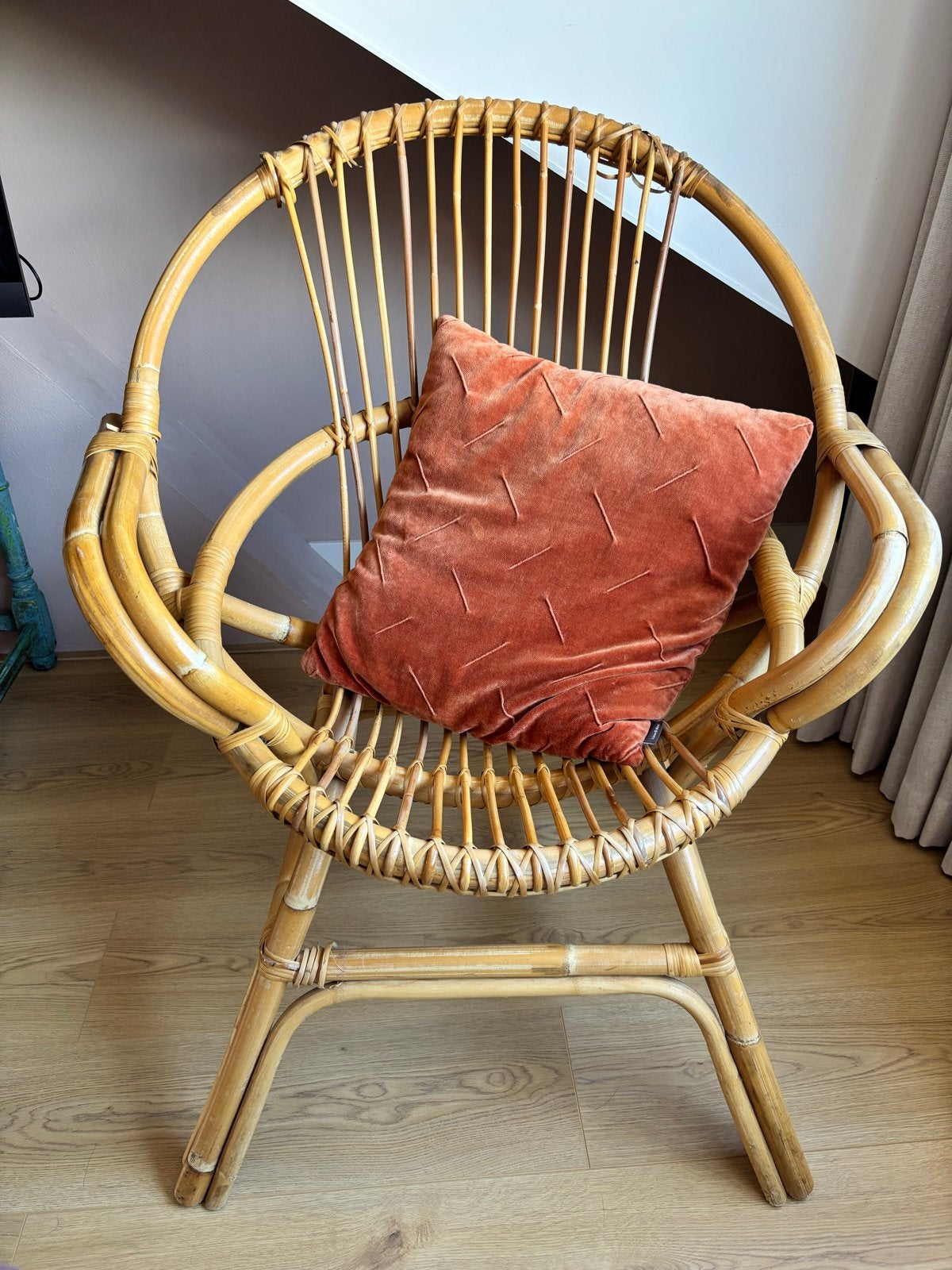 Vintage Rotan Fauteuil, Huis en Inrichting, Stoelen, Ophalen, Gebruikt, Overige kleuren, Riet of Rotan