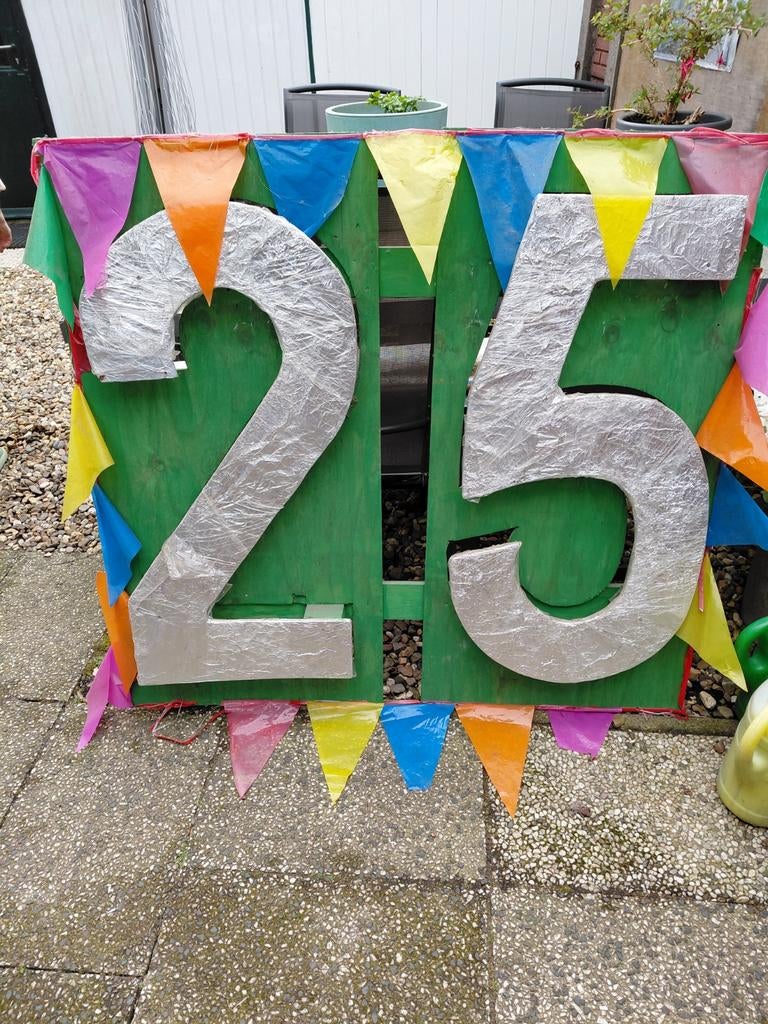 Jubileum 25 jaar decoratie - Feestbord, Ophalen of Verzenden, Gebruikt, Versiering, Verjaardag