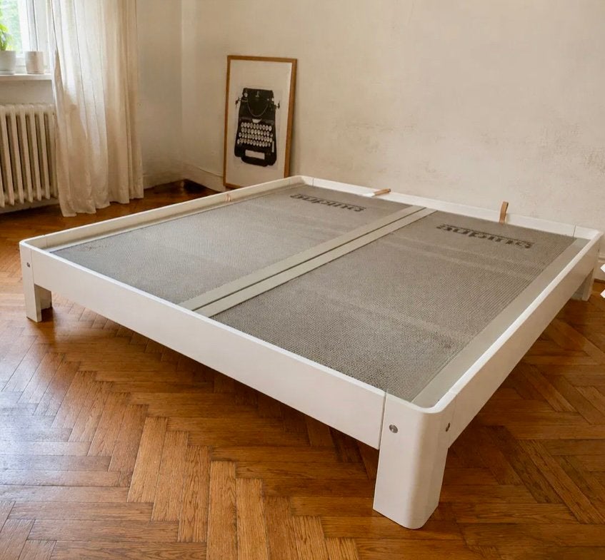 Witte Auping Auronde (34 cm) 180x200 verstelbare spiraal, Verstelbaar, Wit, Tweepersoons, Ophalen of Verzenden