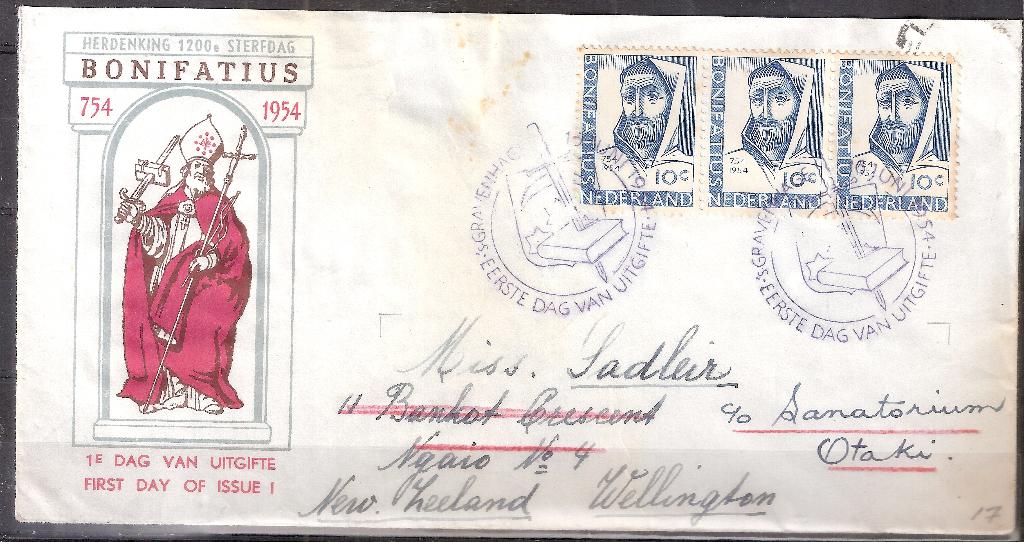 Nederland FDC Nr  17 met geschreven adres en dichte klep., Postzegels en Munten, Postzegels | Nederland, Ophalen of Verzenden