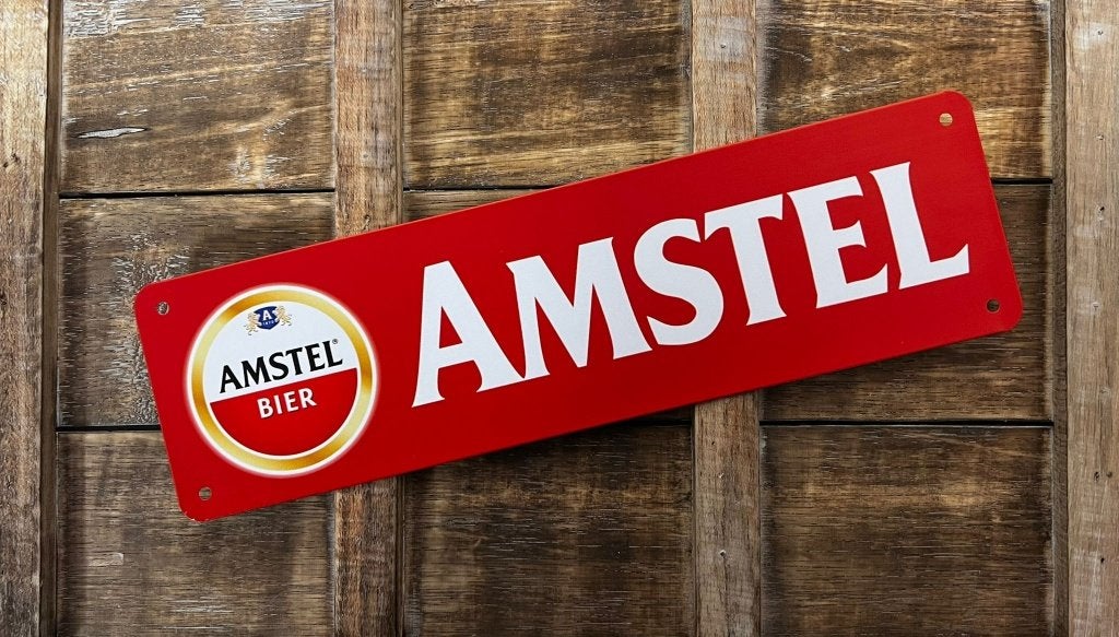 Amstel bier logo reclamebord van metaal wandbord decoratie, Ophalen of Verzenden, Nieuw, Reclamebord, Plaat of Schild, Overige merken