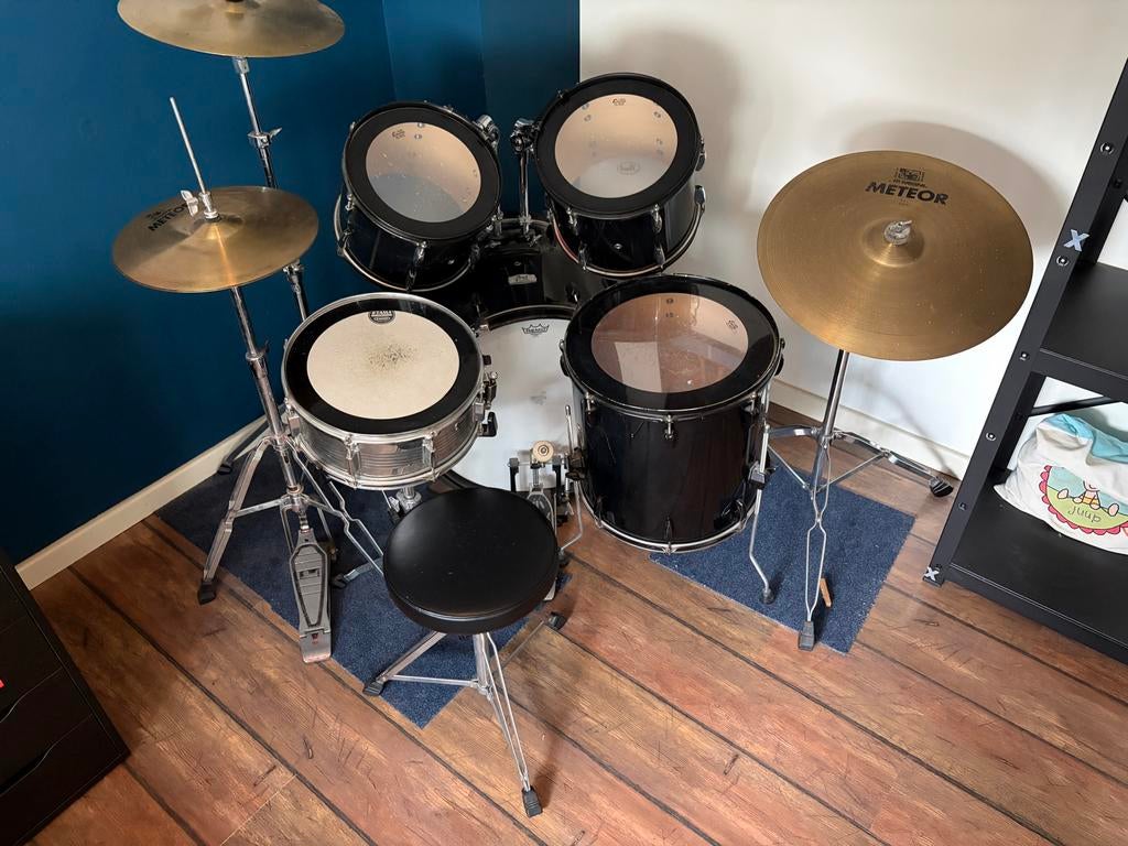 Pearl drumstel zwart compleet, Ophalen, Gebruikt, Pearl