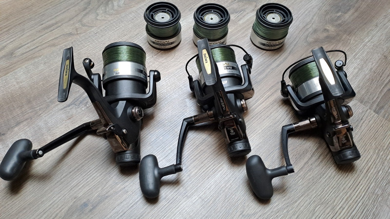 Complete karpervisset: 3 hengels, 3 molens, foudraal, Ophalen, Gebruikt