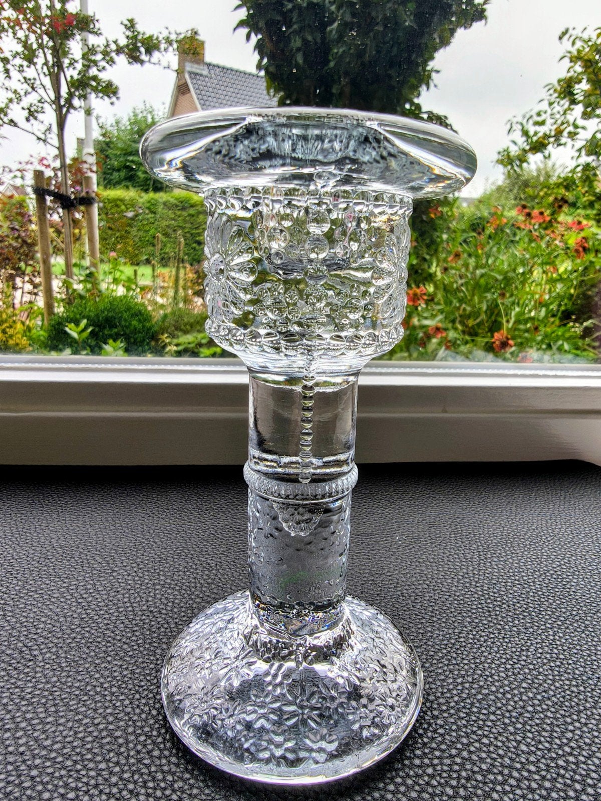 Kosta Boda Daisy glazen  kaarsenhouder helder vintage, Ophalen of Verzenden