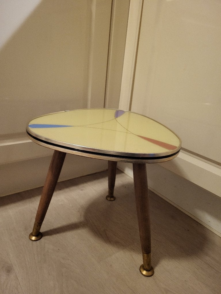 Retro driehoekig plantentafeltje met patroon, Ophalen of Verzenden, Huis en Inrichting