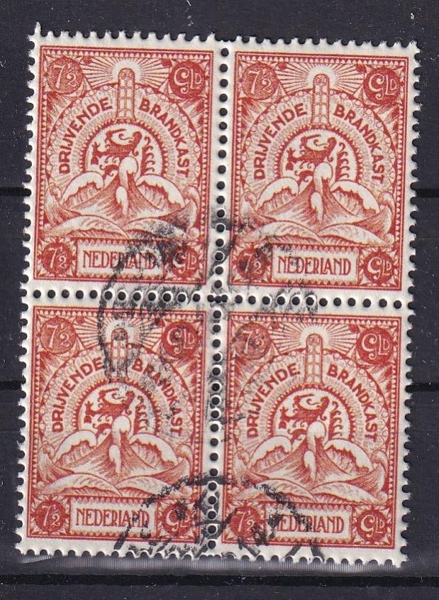 X120) 1921 Brandkast nr BK7 gest blok van 4 geen garantie, Postzegels en Munten, Verzenden, T/m 1940, Gestempeld
