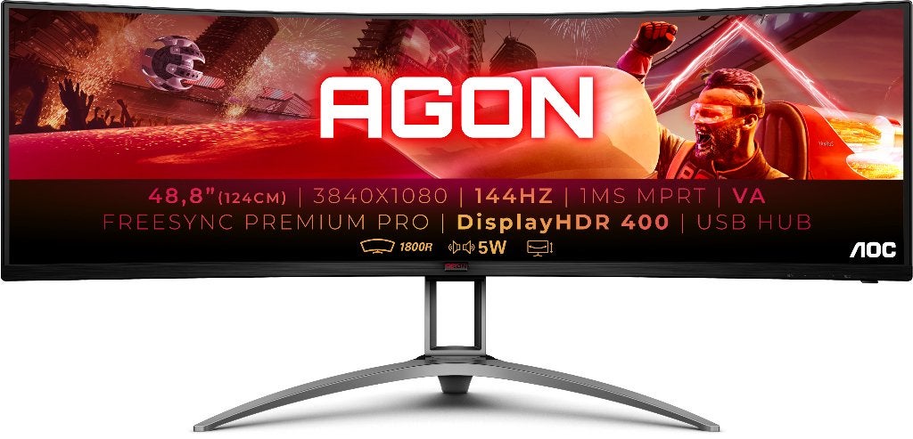 AOC AGON AG493QCX–49 Inc SuperUltrawide Gaming Monitor 144Hz, Computers en Software, Monitoren, K&N Elektronica, 101 t/m 150 Hz