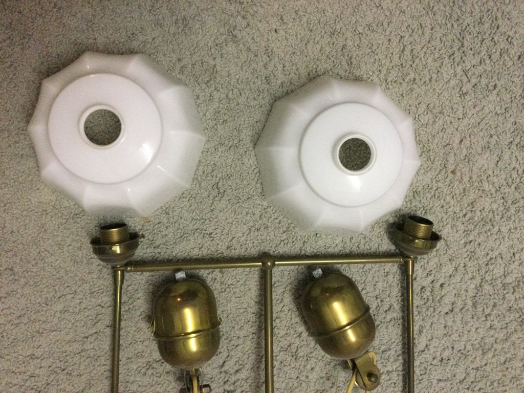 Antieke koperen hanglamp met 2 onafhankelijke gewichten, Huis en Inrichting, Ophalen, Gebruikt, Glas