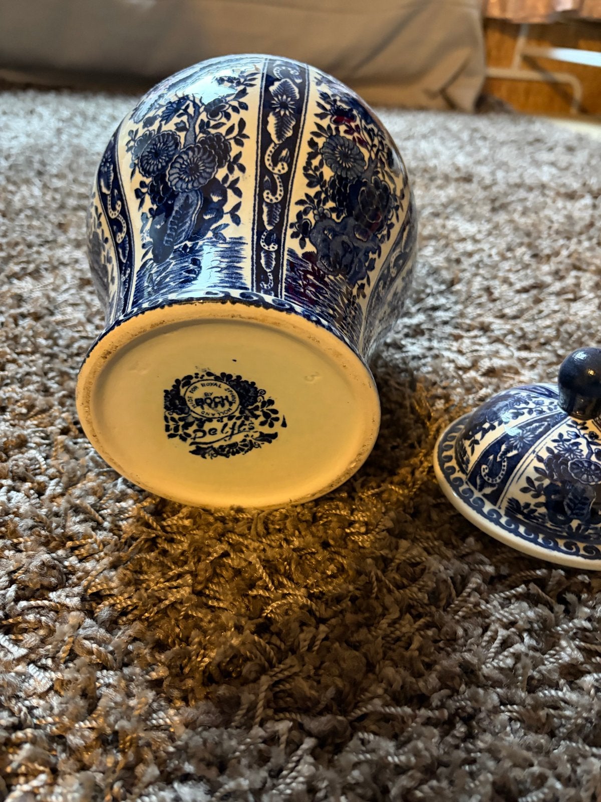 Delfts Blauw Gemberpot en Vaas Set, Antiek en Kunst, Ophalen