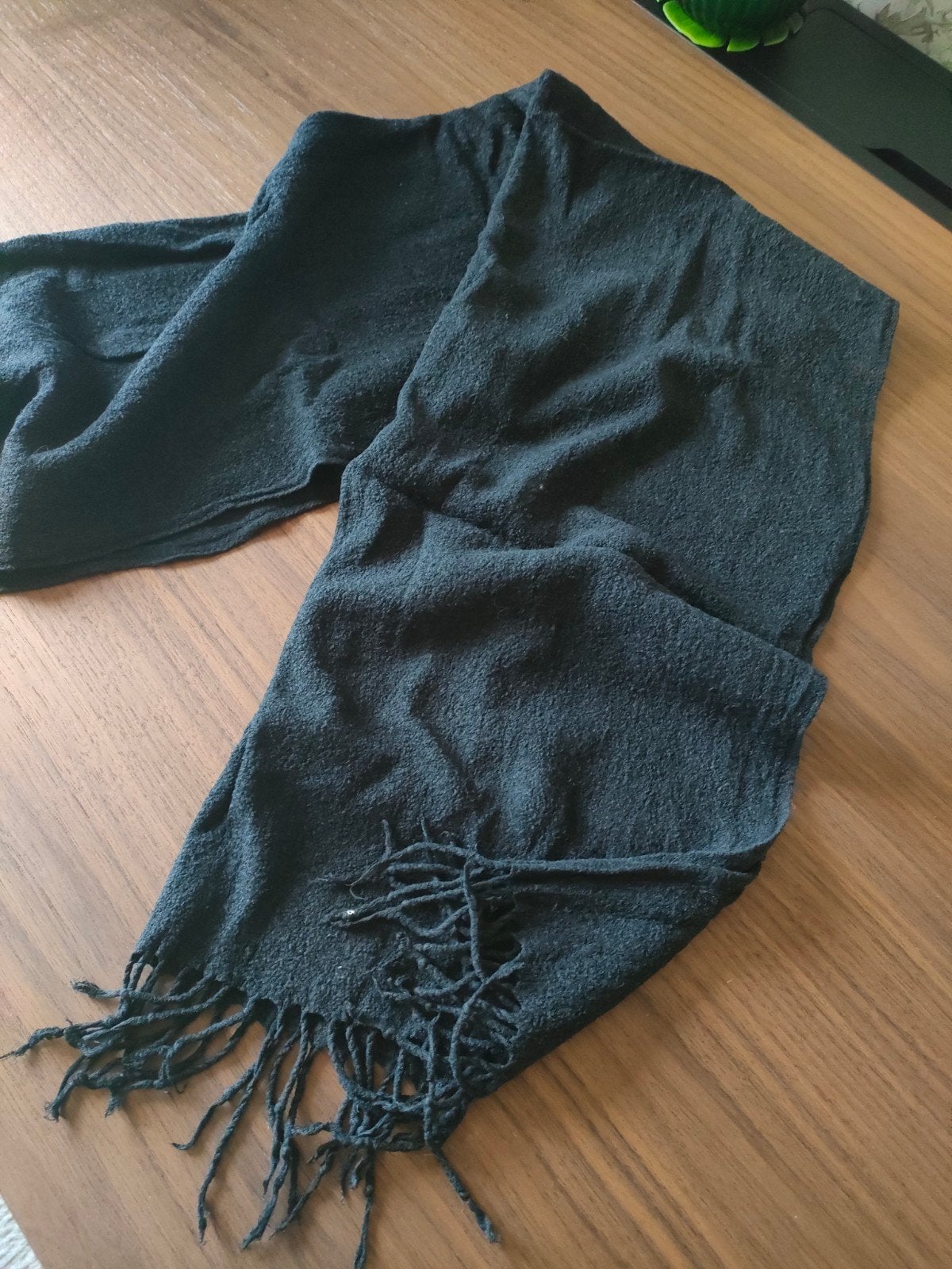 Sjaal voor de sier met franjers antraciet/zwart, Ophalen of Verzenden, Nieuw