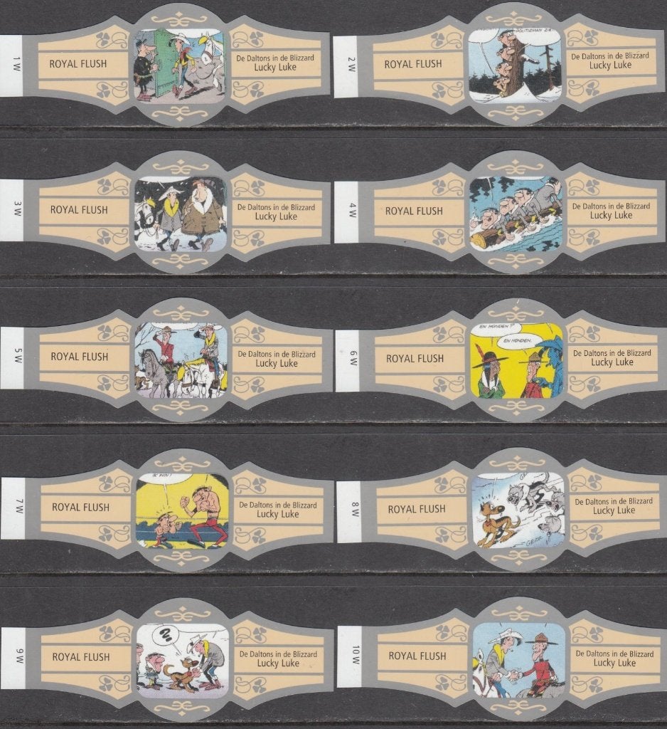 Sigarenbanden Lucky Luke De Daltons in de Blizzard R.F. 1-10, Ophalen of Verzenden, Nieuw, Sigarenbandjes