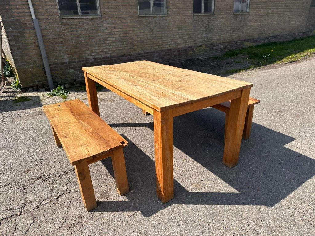 Tafel met zitbankjes, eettafel met 2 banken | diverse sets, Niet ingevuld, Gebruikt, 50 tot 100 cm, 150 tot 200 cm