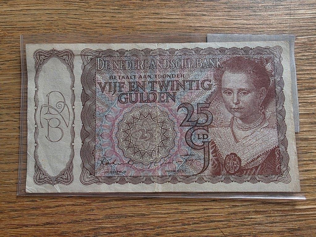 25 gulden 1943-I "Prinsesje" - zonder horizontale vouw!, Postzegels en Munten, Bankbiljetten | Nederland, Verzenden, 25 gulden