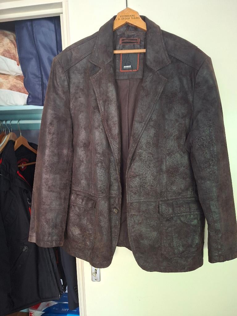 Bruine leder colbert, Ophalen, Zo goed als nieuw, Overige maten, Bruin